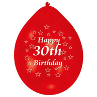 10 Latex Balloons 9" Birthday Age 30