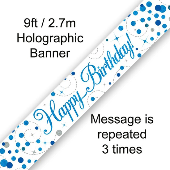 Oaktree Banner Fizz Happy Birthday Blue 9ft