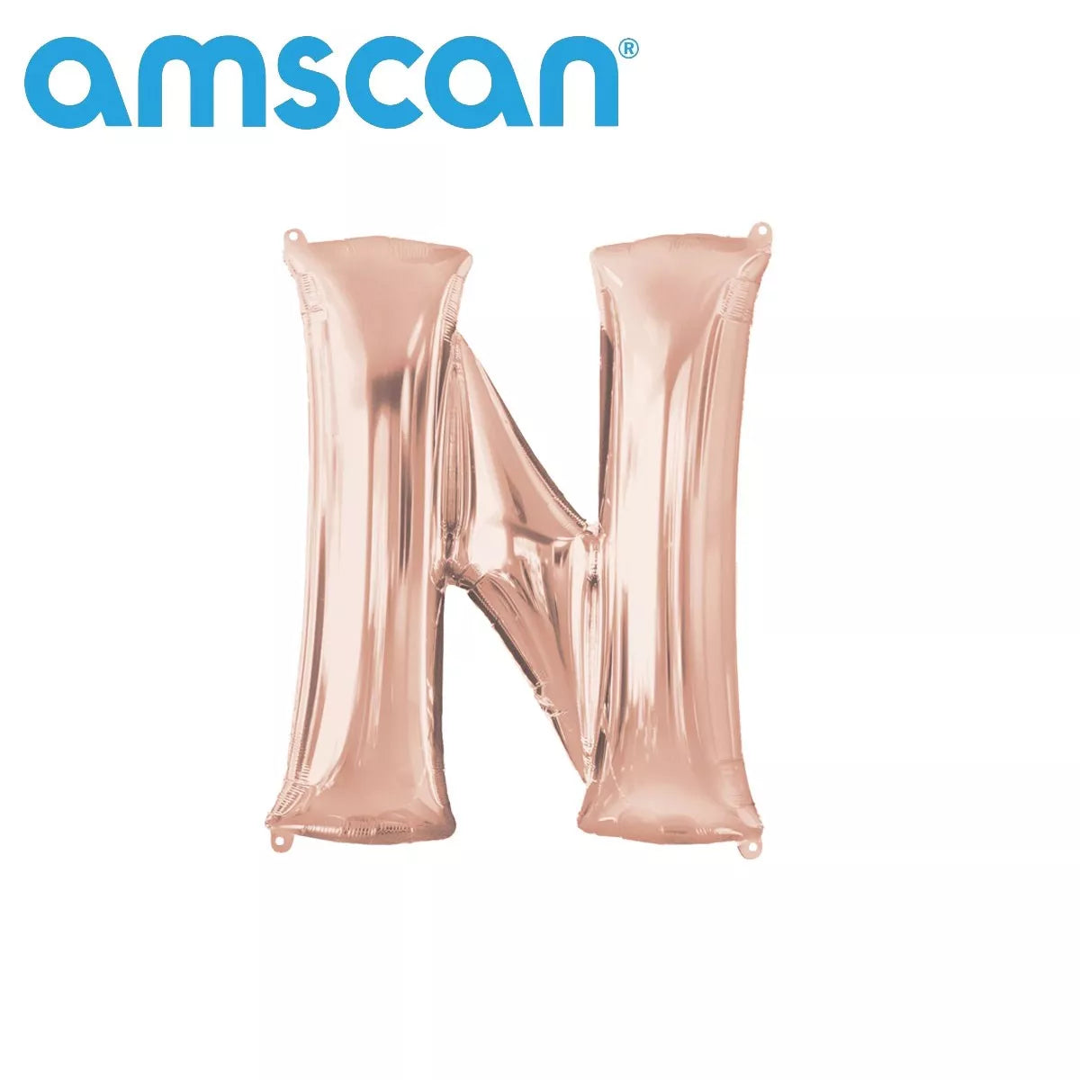 Anagram rose gold foil letter N balloon, 16-inch size, shiny metallic finish, shaped as a large uppercase letter N for celebrations