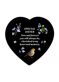 David Fischoff Memorial Slate Heart Sister 20x20cm