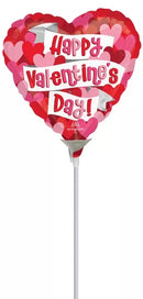 Anagram Playful Hearts 9-inch air-filled foil balloon with colorful heart patterns for celebrations and decorations.