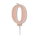 Oaktree Party Candle Number 0 Rose Gold 7.5cm