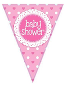 Oaktree Flag Banner Baby Shower Pink 3.9m