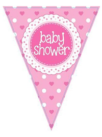 Oaktree Flag Banner Baby Shower Pink 3.9m
