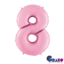 Pastel pink Grabo foil balloon shaped as the number 8, measuring 26 inches, suitable for celebrations and decorations
