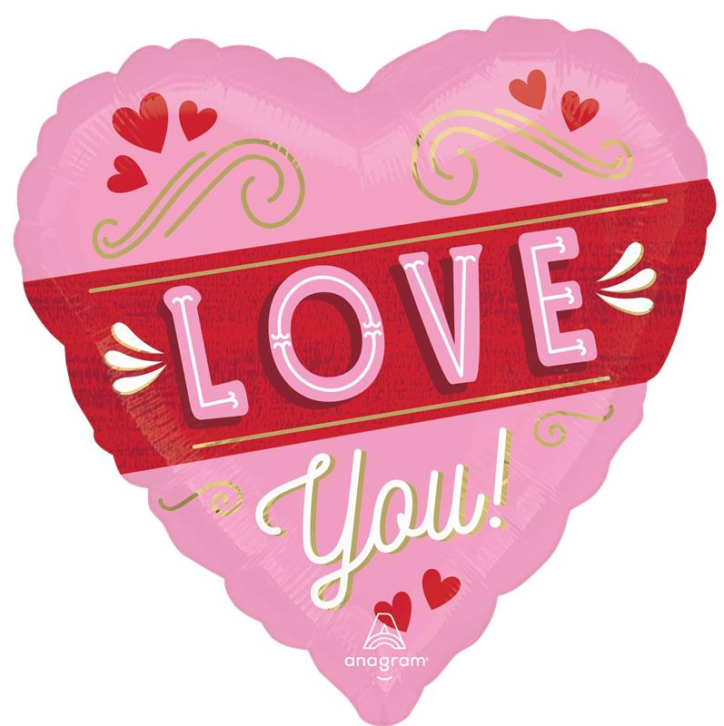 Anagram Retro Love 28" Heart Shape Foil Balloon
