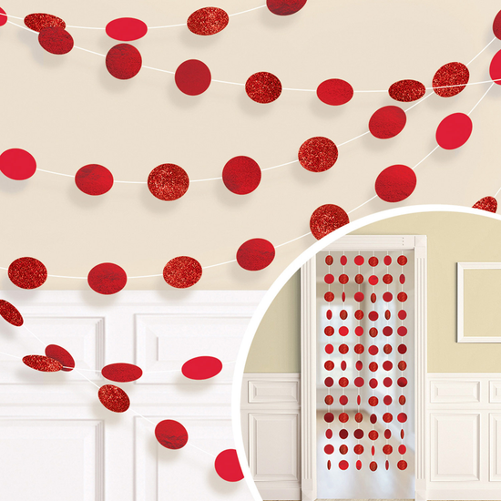 Apple Red Glitter String Decoration 2.13M