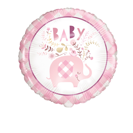 Unique Foil Balloon Baby Elephant Pink 18"