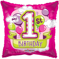 APAC Foil Balloon 1st Birthday Pink 18"