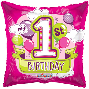 APAC Foil Balloon 1st Birthday Pink 18"