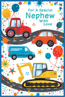 Set of six Simon Elvin C75 birthday cards for nephew with colorful designs and cheerful messages, perfect for celebrating his special day.