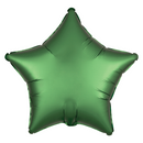 Anagram satin emerald star foil balloon, 18-inch size, shiny metallic finish, floating against a white background.