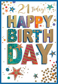 Set of six Simon Elvin C50 birthday cards featuring the number 21, designed for celebrating 21st birthdays.