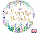 Oaktree Watercolour Floral Happy Birthday 18" Foil