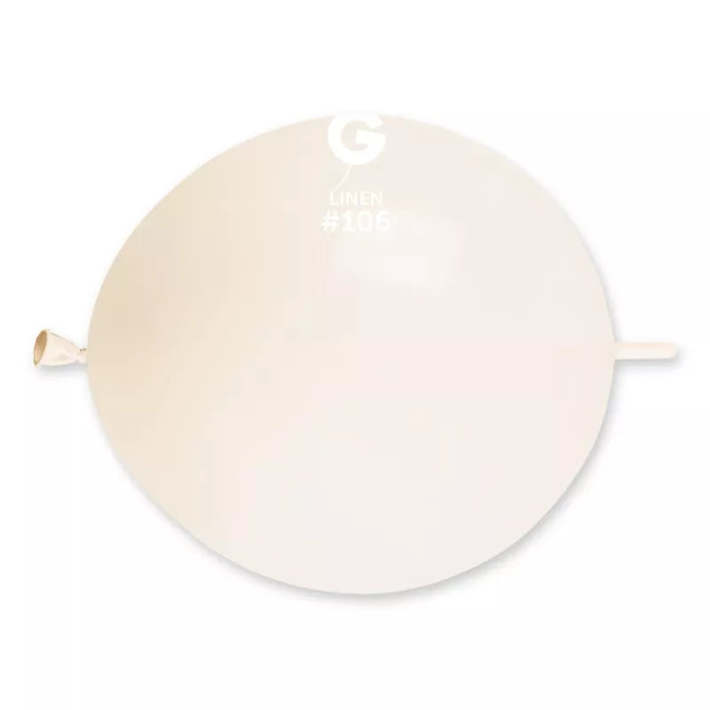 Gemar 50-pack linen-colored 13-inch latex balloons, ideal for decorating, arranged in a close-up view.