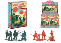 Colorful Retro Soldiers toy set by Kandy Toys featuring 60 plastic soldier figures in various poses and uniforms.