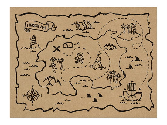 Pirate Party Treasure Map Paper Placemats 6pk