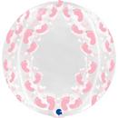 Grabo 19" Pink Footprint Clear Globe Foil Balloon