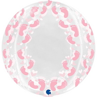 Grabo 19" Pink Footprint Clear Globe Foil Balloon