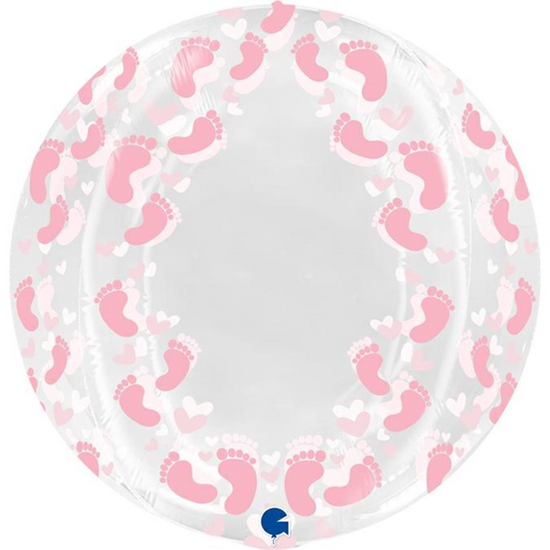 Grabo 19" Pink Footprint Clear Globe Foil Balloon