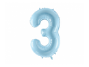 PartyDeco Foil Balloon Blue 39" Number 3