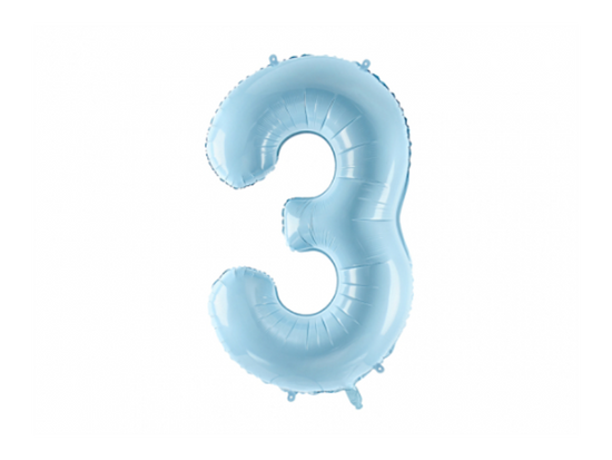 PartyDeco Foil Balloon Blue 39" Number 3