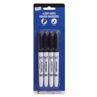 Tallon 4 Pack Dry Wipe Marker Black