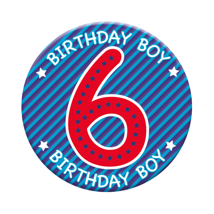 Six small Tiger Feet birthday badges with the number 6, perfect for birthday celebrations and party accessories.