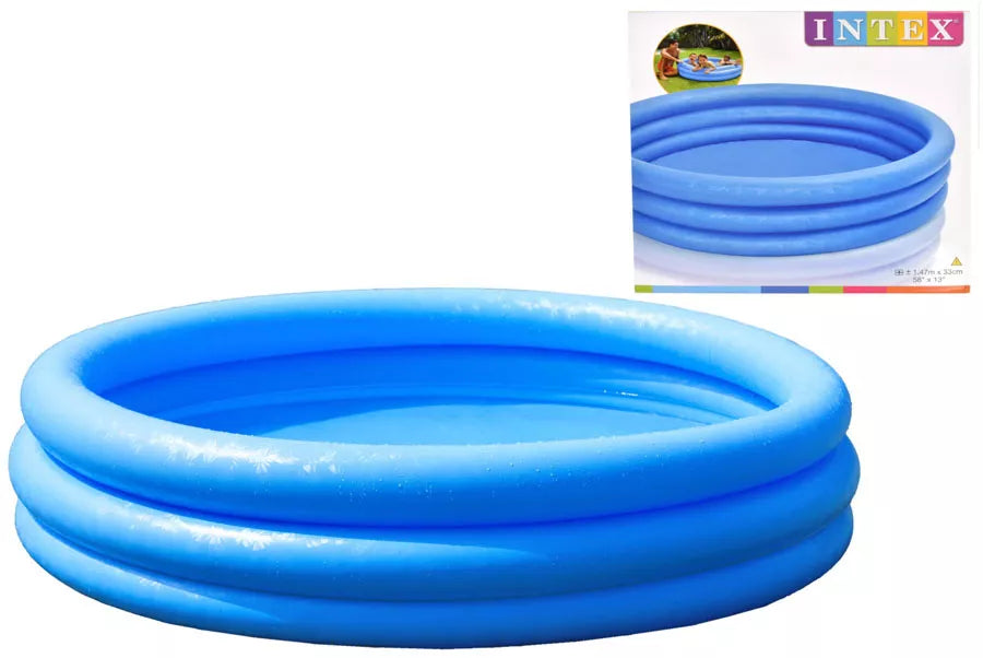 Kandy Toys Intex3 Crystal Blue Pool with three rings, measuring 66x15 inches, perfect for summer outdoor water fun.