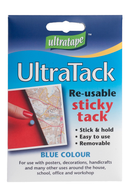 Ultratape Blu Tack reusable adhesive putty and glue dots for mounting and sticking to various surfaces.