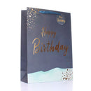 Six large Tulip gift bags with a happy birthday teal design, perfect for celebrating special occasions.
