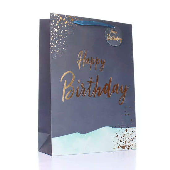 Gift Bag Happy Birthday Teal Extra Large 6pk