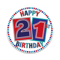 Six small Tiger Feet birthday badges featuring the number 21 for celebrating milestone ages.