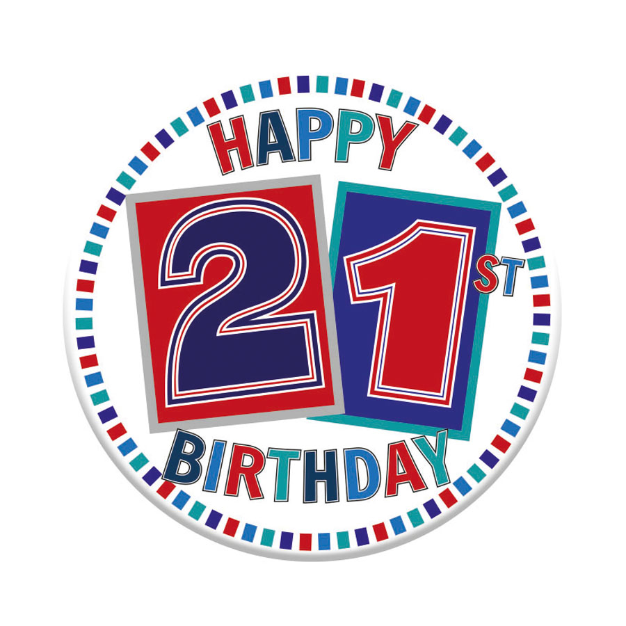 Six small Tiger Feet birthday badges featuring the number 21 for celebrating milestone ages.