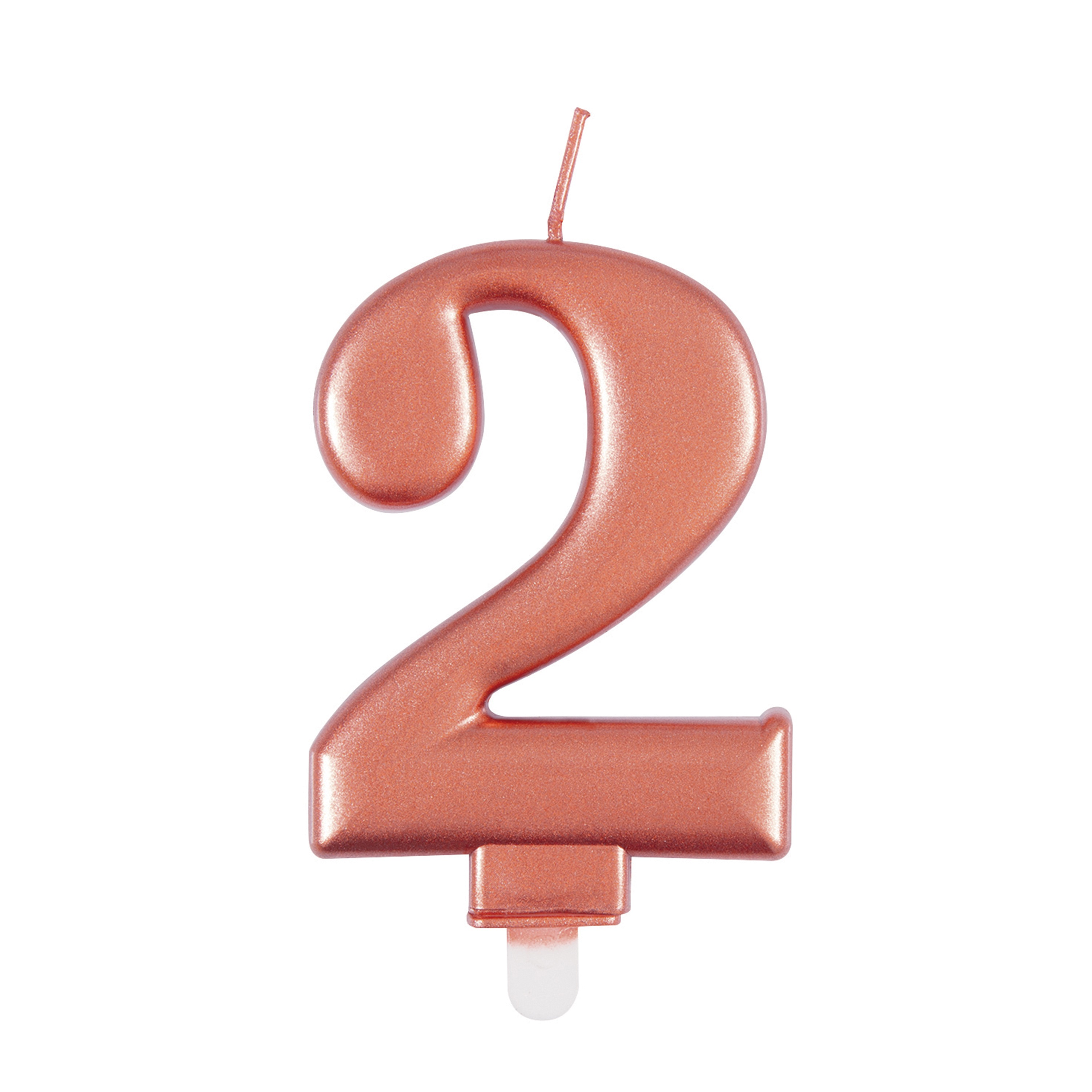 Unique Party Candle Number 2 Metallic Rose Gold