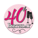 Six small Tiger Feet birthday badges with the number 40, featuring colorful designs for celebrating milestone birthdays.