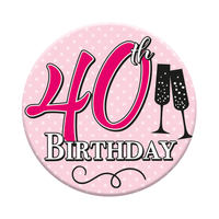 Six small Tiger Feet birthday badges with the number 40, featuring colorful designs for celebrating milestone birthdays.