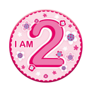Six small Tiger Feet birthday badges with age 2 design, perfect for celebrating a second birthday.