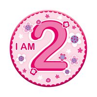 Six small Tiger Feet birthday badges with age 2 design, perfect for celebrating a second birthday.
