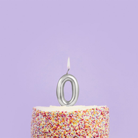 Hootybaloo Party Candle Number 0 Metallic Silver
