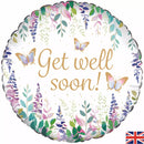 Oaktree Watercolour Floral Get Well foil balloon featuring colorful floral design, 18-inch size, suitable for celebrations or get well wishes.