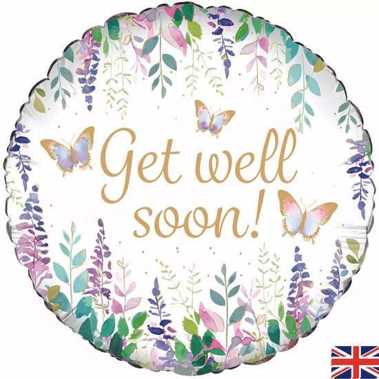 Oaktree Watercolour Floral Get Well 18" Foil