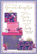 Simon Elvin C50 birthday cards for granddaughter, set of six, featuring colorful designs and festive illustrations.