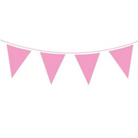 Light Pink Solid Colour Bunting 20 Flags 10m
