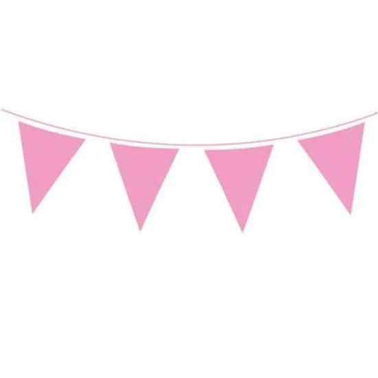 Light Pink Solid Colour Bunting 20 Flags 10m