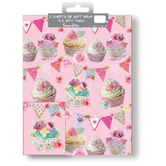 12pk Folded Wrap & Tags Cake Pink