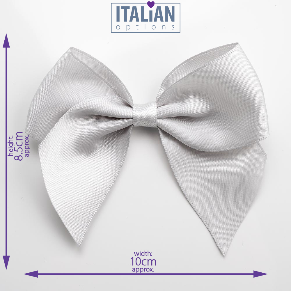 Italian Options 6 Pack Ribbon Bows Silver 10cm