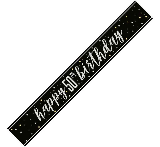 Unique Banner Black Glitz Age 50 9ft
