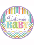 Amscan 18 Pack Plates Baby Brights Welcome Baby