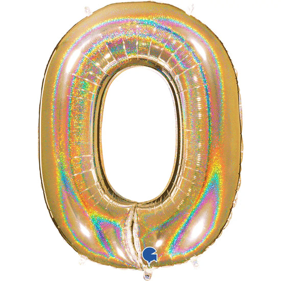 Grabo Foil Balloon Holo Glitter Gold 40" Numbers 0 - 9